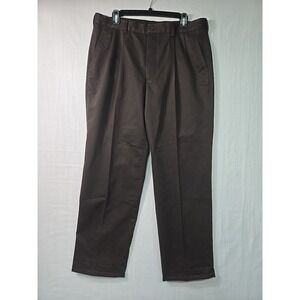 Brooks Brothers 346 Pants Mens 36x30 Dark Brown Chino Pleated Cotton